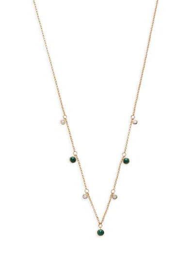 Saks Fifth Avenue Women's 14k Yellow Gold, Turquoise & Diamond Charm Station Necklace