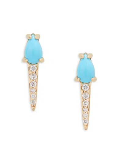 Saks Fifth Avenue Women's 14k Yellow Gold, Turquoise & Diamond Drop Earrings