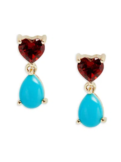 Saks Fifth Avenue Women's 14k Yellow Gold, Turquoise & Garnet Drop Earrings