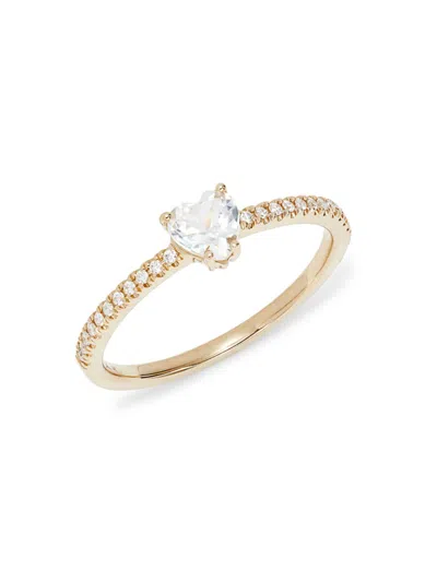Saks Fifth Avenue Women's 14k Yellow Gold, White Topaz & Diamond Heart Shaped Ring