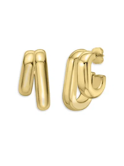 Saks Fifth Avenue Women's 14k Yellow Goldplated Double Row Huggie Hoop Earrings In Yellow Goldtone