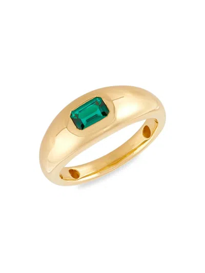 Saks Fifth Avenue Women's 14k Yellow Goldplated Sterling Silver & Created Emerald Dome Ring