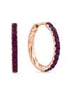 Saks Fifth Avenue Women's 14k Yellow Goldplated Sterling Silver & Ruby Twist Hoop Earrings In Yellow Gold Plated
