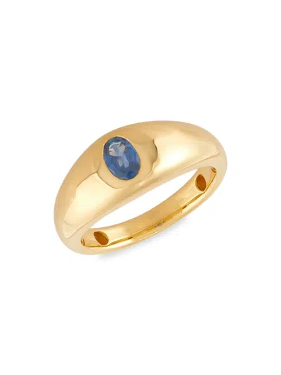 Saks Fifth Avenue Women's 14k Yellow Goldplated Sterling Silver & Sapphire Dome Ring