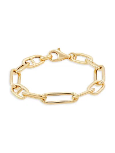 Saks Fifth Avenue Women's 14k Yellow Goldplated Sterling Silver Mariner & Paperclip Link Chain Bracelet