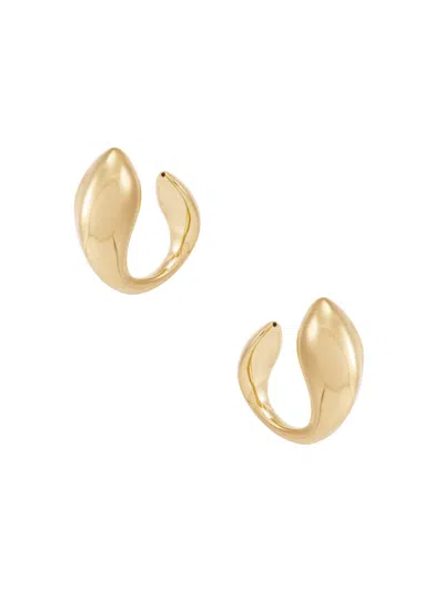 Saks Fifth Avenue Women's 14k Yellow Goldplated Sterling Silver Twist J Hoop Earrings