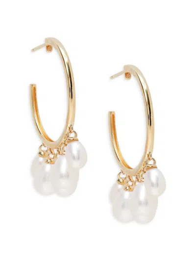 Saks Fifth Avenue Women's 14k Yellow Old & 4.5-55mm Freshwater Pearl Half Hoop Earrings
