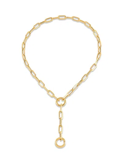 Saks Fifth Avenue Women's 18k-gold-plated Sterling Silver Hollow Paperclip Chain Lariat Necklace
