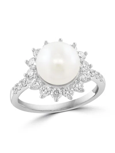 Saks Fifth Avenue Women's 18k White Gold, 0.73 Tcw Lab-grown Diamond & Freshwater Pearl Ring