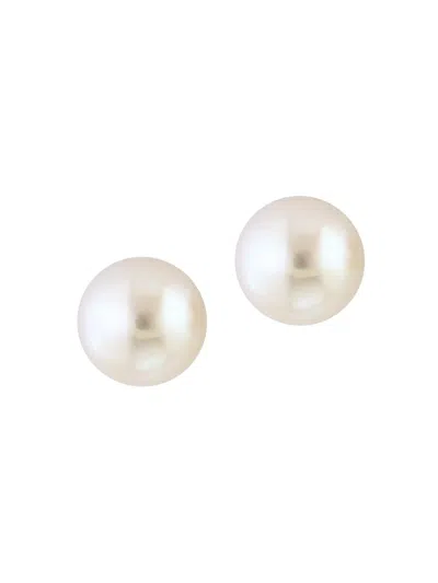Saks Fifth Avenue Women's 18k White Gold & Cultured Freshwater Pearl Stud Earrings/6.5mm In Red