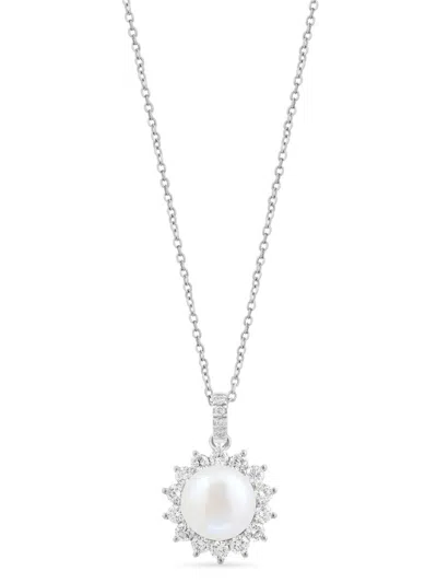 Saks Fifth Avenue Women's 18k White Gold, Freshwater Pearl & 0.65 Tcw Lab-grown Diamond Pendant Necklace In Pink