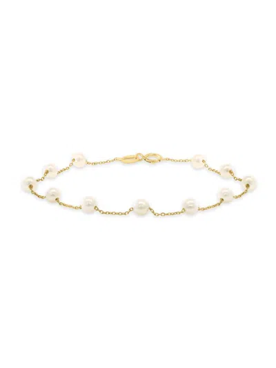 Saks Fifth Avenue Women's 18k Yellow Gold & Freshwater Pearl Bracelet In Pattern