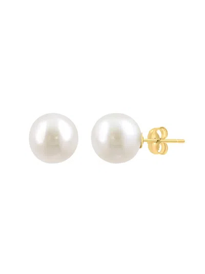 Saks Fifth Avenue Women's 18k Yellow Gold & Freshwater Pearl Stud Earrings In Green