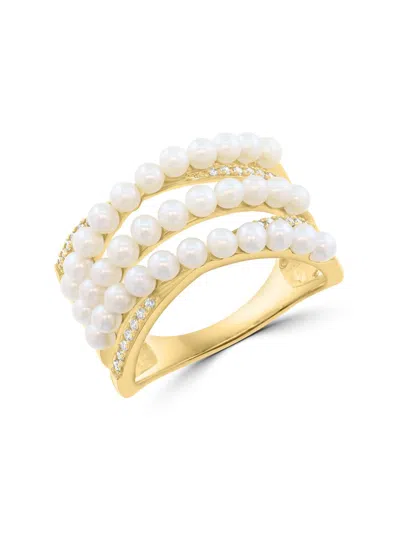 Saks Fifth Avenue Women's 18k Yellow Gold, Cultured Freshwater Pearl & 0.08 Tcw Diamond Ring