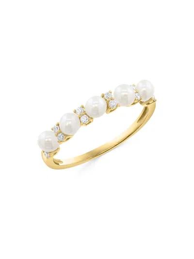 Saks Fifth Avenue Women's 18k Yellow Gold, Cultured Freshwater Pearl & 0.15 Tcw Diamond Ring
