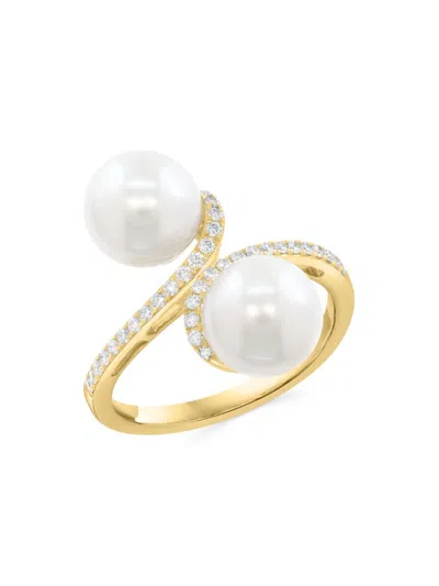 Saks Fifth Avenue Women's 18k Yellow Gold, Freshwater Pearl & 0.20 Tcw Diamond Ring