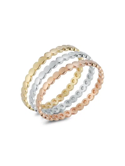 Saks Fifth Avenue Women's 3-piece 14k Tri-tone Gold Stackable Rings