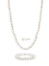 Saks Fifth Avenue Women's 3-piece Sterling Silver & 8.3-10mm Freshwater Pearl Necklace, Bracelet & Earrings Set In Silver
