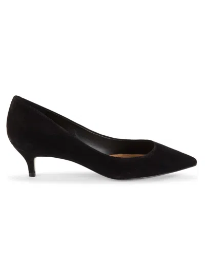 Saks Fifth Avenue Women's 30mm Kitten-heel Leather Pumps In Black
