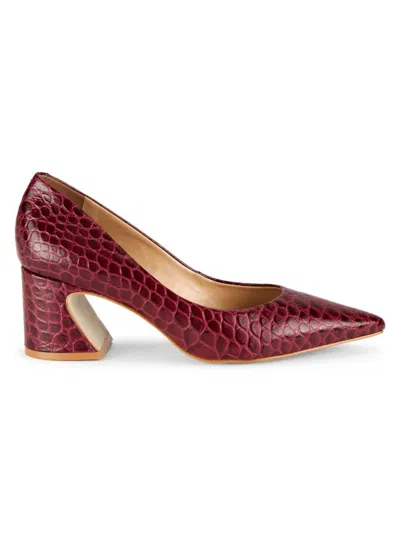 Saks Fifth Avenue Women's 55mm Croc Embossed Leather Pumps In Red Crocodile