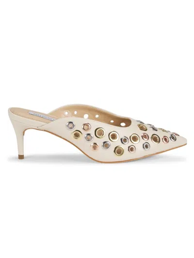 Saks Fifth Avenue Women's 60mm Grommet Leather Pumps In Nude