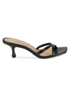 Saks Fifth Avenue Women's 64mm Metallic Leather Sandals In Mestico Black