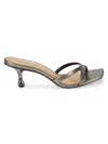 Saks Fifth Avenue Women's 64mm Metallic Leather Sandals In Pewter Metallic