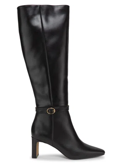 Saks Fifth Avenue Women's 75mm Block Heel Suede Knee High Boots In Black