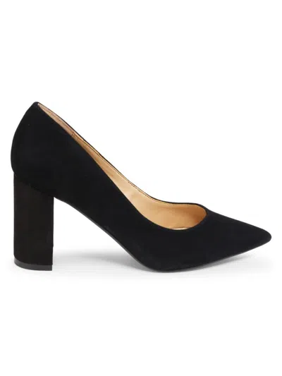 Saks Fifth Avenue Women's 80mm Winnie Block Heel Suede Pumps In Black Suede