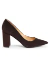 Saks Fifth Avenue Women's 80mm Winnie Block Heel Suede Pumps In Chocolate