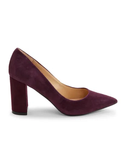 Saks Fifth Avenue Women's 80mm Winnie Block Heel Suede Pumps In Wine Suede