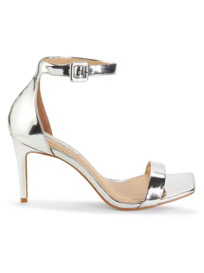 Saks Fifth Avenue Women's 89mm Metallic Ankle Strap Sandals In Metal Black