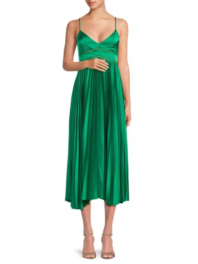Saks Fifth Avenue Women's Accordion Pleated Satinmidi Dress In Green