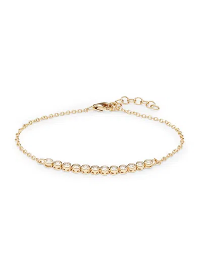 Saks Fifth Avenue Women's Bailey 14k Gold & 0.26 Tcw Diamond Bezel Bracelet