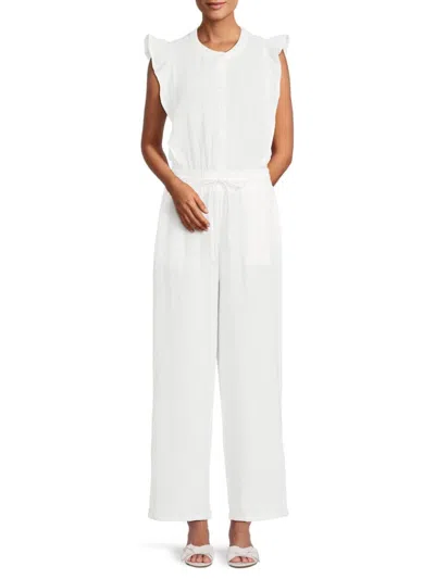 Saks Fifth Avenue Women's Band Collar Flutter Sleeve Jumpsuit In White