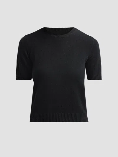 Saks Fifth Avenue Women's Basic Cashmere Shrunken Short-sleeve Crewneck Sweater In Black
