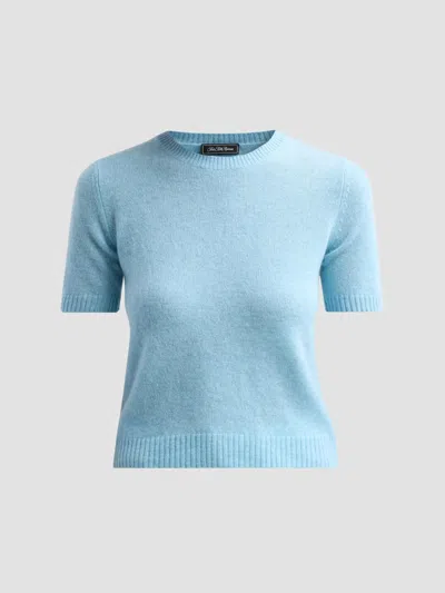 Saks Fifth Avenue Women's Basic Cashmere Shrunken Short-sleeve Crewneck Sweater In Blue