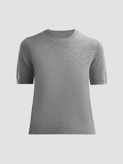 Saks Fifth Avenue Women's Basic Cashmere Shrunken Short-sleeve Crewneck Sweater In Gray