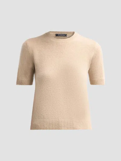Saks Fifth Avenue Women's Basic Cashmere Shrunken Short-sleeve Crewneck Sweater In Neutral