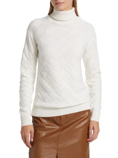 Saks Fifth Avenue Women's Basketweave Knit Turtleneck Sweater In Egret