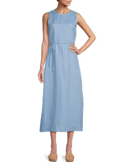 Saks Fifth Avenue Women's Belted 100% Linen A-line Midi-dress