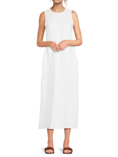 Saks Fifth Avenue Women's Belted 100% Linen A-line Midi-dress
