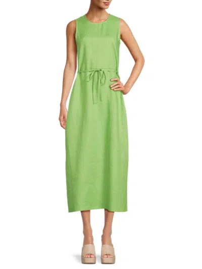 Saks Fifth Avenue Women's Belted 100% Linen A-line Midi-dress