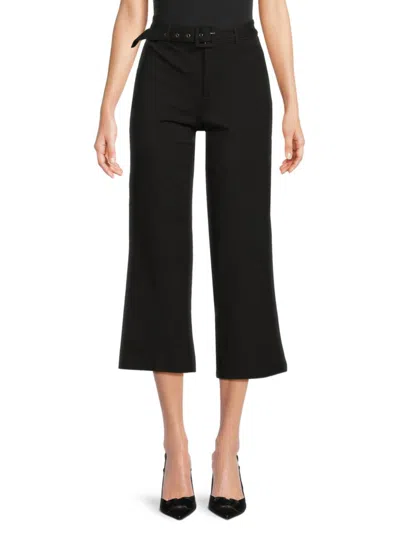Saks Fifth Avenue Women's Belted Crop Wide-leg Pants In Black