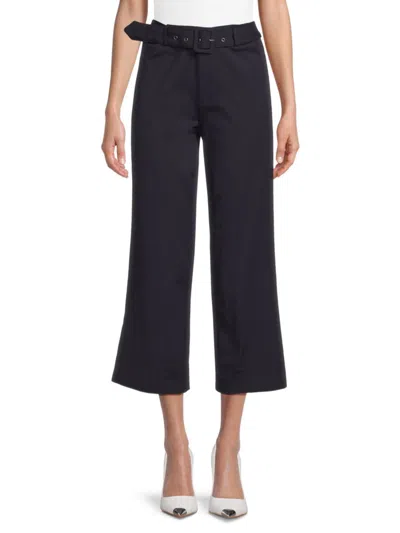 Saks Fifth Avenue Women's Belted Crop Wide-leg Pants In Blue