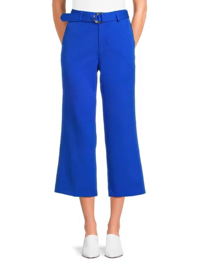 Saks Fifth Avenue Women's Belted Crop Wide Leg Pants In Cobalt