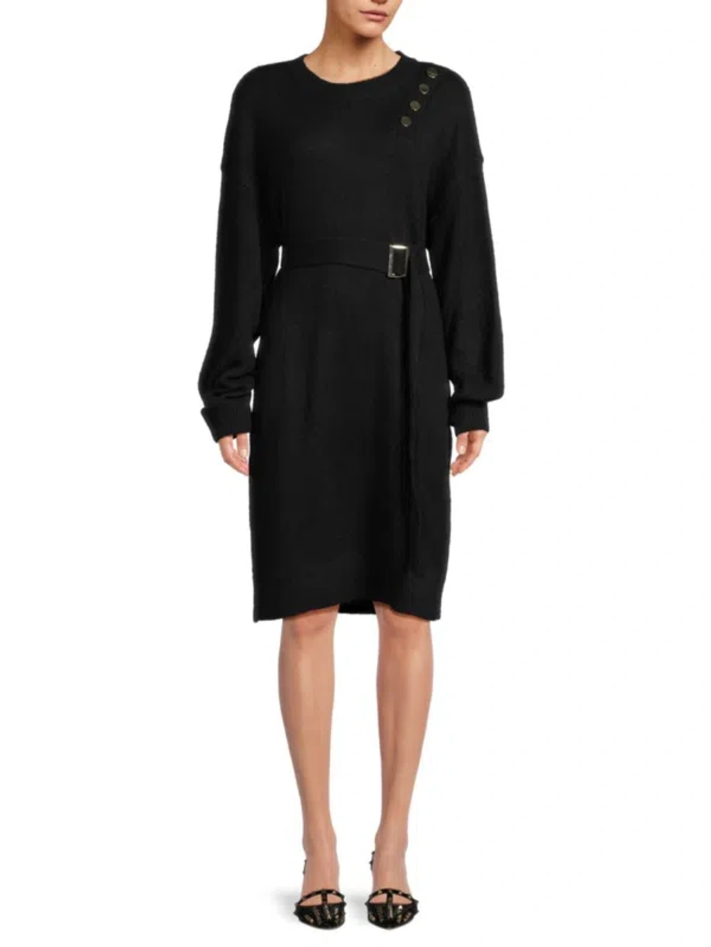 princess polly baby blue dress Saks Fifth Avenue Women's Belted Knit Midi Dress In Black