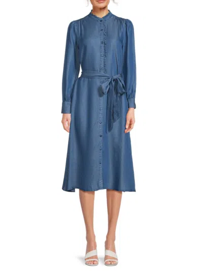 Saks Fifth Avenue Women's Belted Midi Shirtdress In Medium Indigo