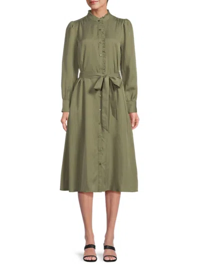 Saks Fifth Avenue Women's Belted Midi Shirtdress In Olive