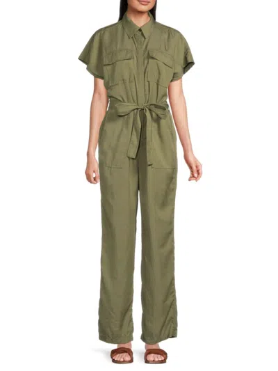 Saks Fifth Avenue Women's Belted Utility Jumpsuit In Olive